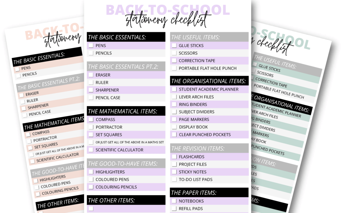 back-to-school stationery essentials checklist